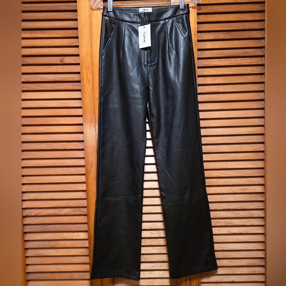 NWT Crybaby Vegan Black Faux Leather Women's Pants Size S
